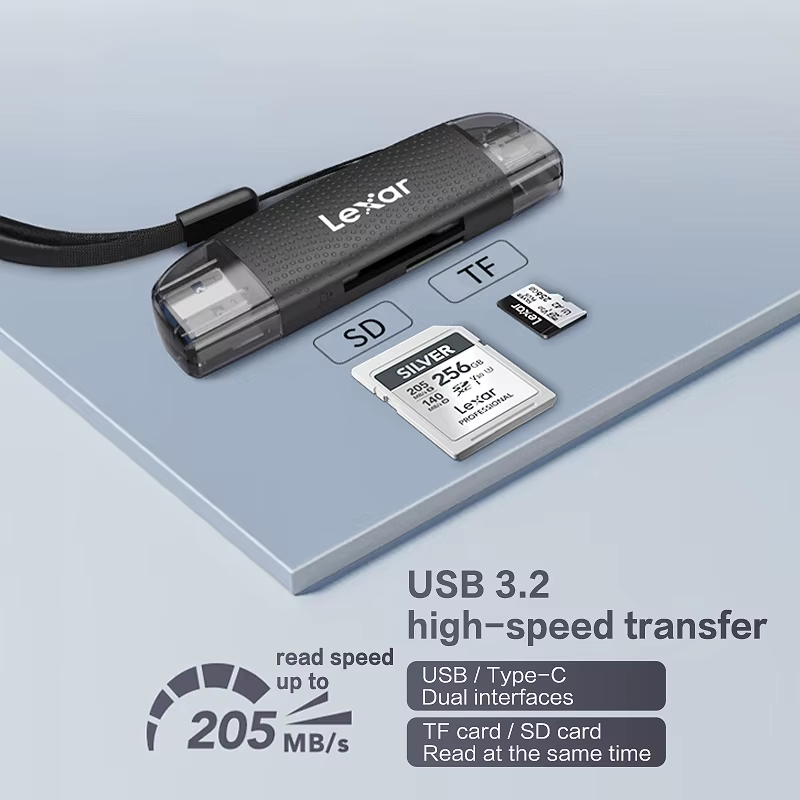 Lexar lecteur USB-A USB-C à double emplacement jusqu'à 205 mo/s