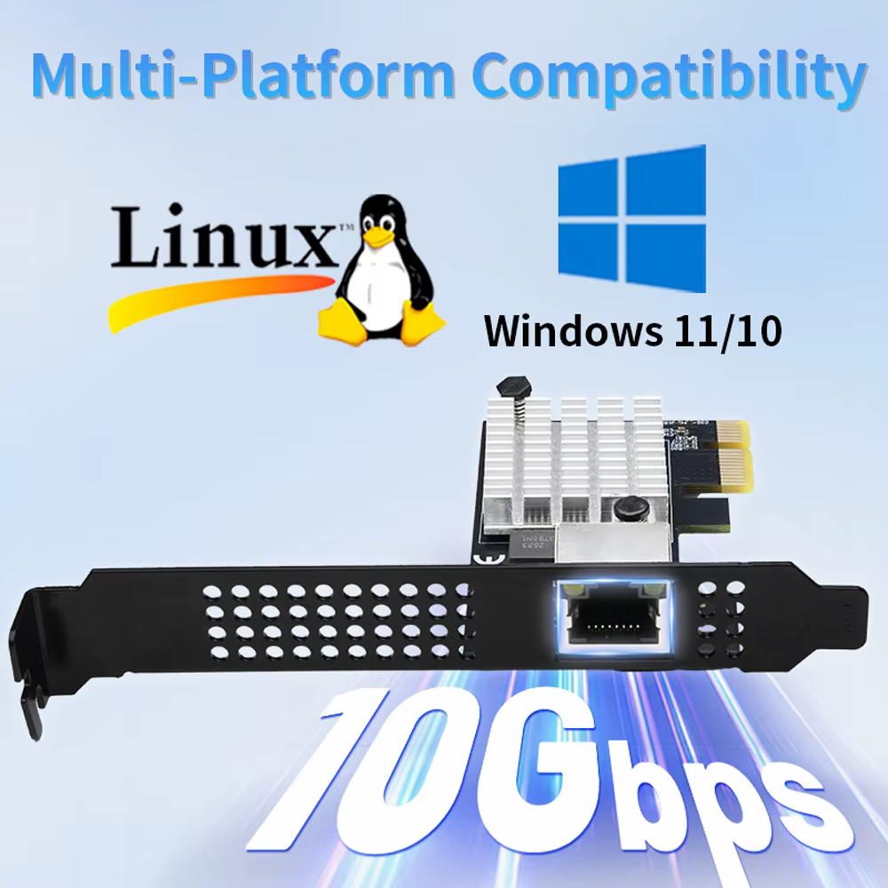 Carte réseau Ethernet 10G 1 port PCIe 4.0 X1 Realtek8127(PXE) vitesses