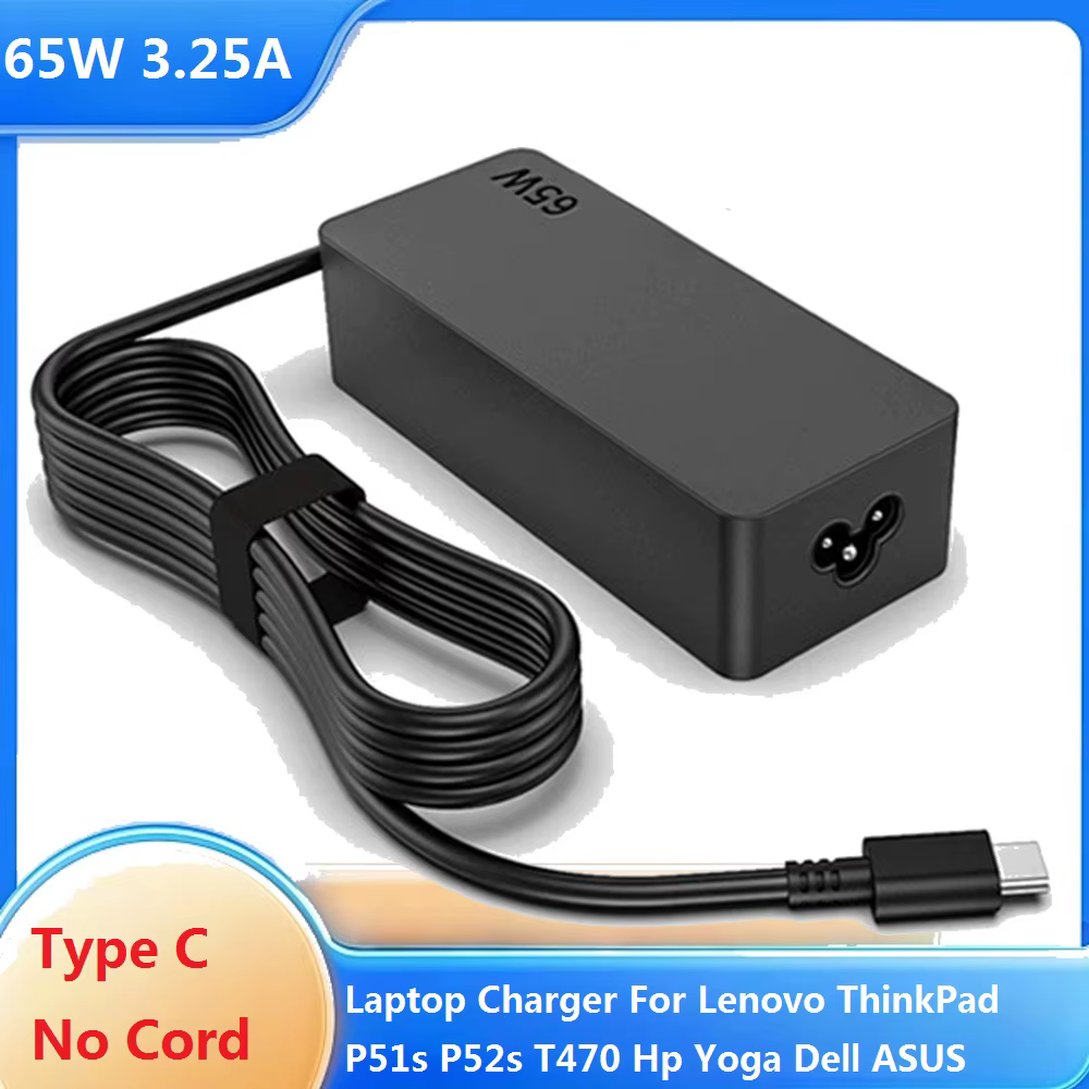 Chargeur USB C pour ordinateur portable 65W 20V 3.25A pour DELL Lenovo ThinkPad Hp Chromebook Yoga Huawei Xiaomi ASUS