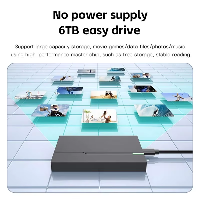 Boîtier de disque dur externe USB 3.0, 2.5 pouces, 6 to, prend en charge 7mm 9.5mm SATA SSD HDD pour ordinateur portable